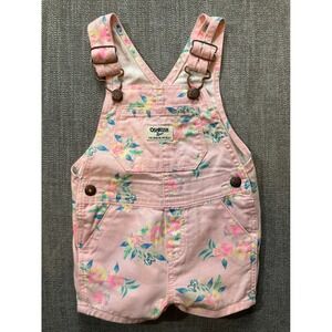 OshKosh Bgosh Baby Girl Pink Floral Shortalls Overalls 12M